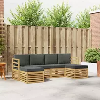 Lauko sofos komplektas 6 vnt. Balta ir antracito Poliesteris