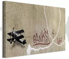 Paveikslas Lėktuvas su raudonu grafičio tekstu (Banksy)