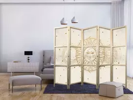 Pertvara - Auksinė saulė ir mėnulis - meninė retro stiliaus iliustracija - 5 dalių