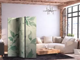 Pertvara - Akvarelinis botaninis motyvas - subtilūs žalsvai smėliniai lapai - 3 dalių