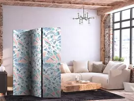 Pertvara - Minimalistinės žuvys - actekų stiliaus žuvys pasteliniuose tonuose baltame fone - 3 dalių