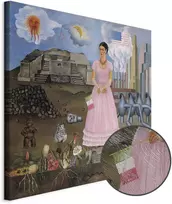 Paveikslas Frida Kahlo - Autoportretas ant Meksikos ir Jungtinių Valstijų sienos