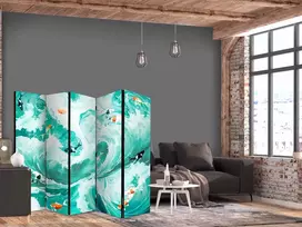 Pertvara - Koi žuvys tarp bangų - japoniškos žuvys turkio ir baltų tonų bangose - 5 dalių