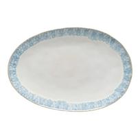 Baltos ir mėlynos spalvos akmens masės serviravimo padėklas Costa Nova Brisa, ilgis 41 cm