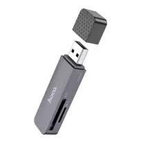 Hoco SD / TF Card Reader USB A 2.0 HB45 Metal Gray
