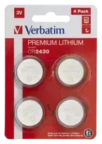 Verbatim CR2430 Premium Lithium Batteries 4-Pack