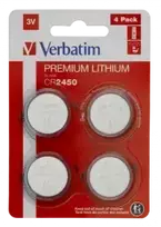 Verbatim CR2450 Premium Lithium Batteries 4-Pack
