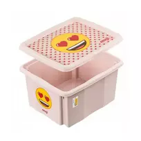 Keeeper Box with lid 24L Karolina “Emoji Hearts” 42.5x35.5x22.5cm pink