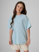4F T-shirt loose lygus mergaitėms - mėlynas 122/128 (6-8 metai)