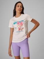 4F T-shirt regular su spauda moterims - baltas XL