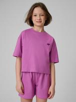 4F T-shirt loose vienspalvis mergaitėms - rožinis 122/128 (6-8 metai)