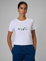 Moteriški T-shirt regular marškinėliai su spauda - balti
