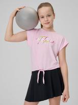 4F Crop-top sportiniai greitai džiūstantys marškinėliai mergaitėms - rožiniai 134/140 (8-10 metai)