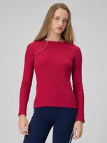 Moteriški Longsleeve slim marškinėliai iš dryžuoto audinio - rožiniai