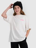 T-shirt oversize marškinėliai su spauda mergaitėms - balti