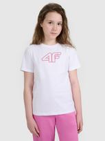 T-shirt regular marškinėliai su spauda mergaitėms - balti