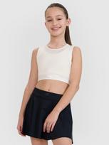 Crop top sportiniai greitai džiūstantys marškinėliai mergaitėms 4F JUNIOR x Anna Lewandowska - balti