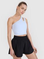 Crop top treniruočių marškinėliai ant vieno peties 4F x Anna Lewandowska - mėlyni