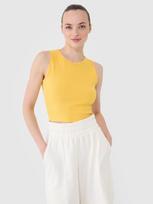 Moteriški crop top trikotažiniai marškinėliai - geltoni