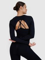 Moteriški Longsleeve marškinėliai jogai su iškirptė nugaros pusėje - juodi