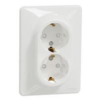 Dvigubas kištukinis lizdas su įžeminimu ir apsauga nuo vaikų Schneider Sedna Design SDD311221