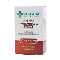 VITA-LAB, Geležis 30mg + Vitaminas C 30mg, 30 tablečių