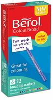 Žymeklis baltai lentai Berol Colour Broad, 1.2 mm, įvairių spalvų, 12 vnt.