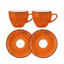 Wilmax puodelis 300 ml su lėkštute 15 cm, raudonas, 4 vnt., odcienie pomarańczowego