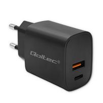 Qoltec GaN POWER PRO charger, 1x USB-C, 1x USB, 30W