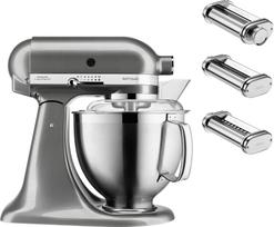 KitchenAid Mikseris Artisan 185 pelenų spalvos su makaronų priedais