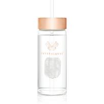 Crystallove Amethyst Straw Water Bottle stiklinis buteliukas vandeniui su šiaudeliu Clear 400 ml