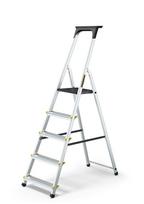 Aliumininės buitinės PRO kopėčios DRABEST, 5 pakopų, su lentynėle, 150 kg