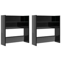 vidaXL Sieninės spintelės batams, 2vnt., juodos, 60x18x60cm, mediena