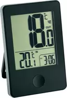 Orų stotis TFA Termometras su laikrodis nuo -20 iki + 60 ° C baterijos 2 x AAA juoda (30.3051.01)