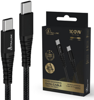 Extralink Smart Life Braided 100W USB Type-C į Type-C 480Mbps, 20V 5A 2m juoda