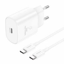 Foneng EU51 USB-C 25W maitinimo įkroviklis + USB-C - USB-C laidas (baltas)
