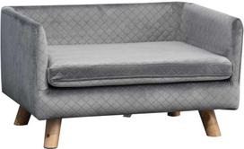 "PawHut" sofa šunims su medinėmis kojelėmis, pilka, 64x45x36 cm, skirta mažiems, iki 8kg sveriantiems šunims