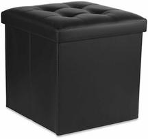Leobert Sulankstomas pufas L su sagomis - 38x38x38cm, juoda eko oda