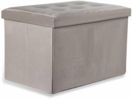 Leobert Sulankstomas pufas XL su sagomis - 60x38x38cm aksominis smėlio spalvos