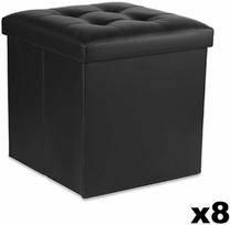 Leobert Sulankstomas pufas L su sagomis - 38x38x38cm juoda eko oda x 8