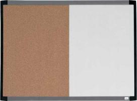 Nobo CombiBoard magnetinė sausai valoma lenta (50/50) su apvaliu dviejų spalvų rėmeliu 585x430 mm