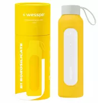 Gertuvė Stiklinis butelis Wessper B1 borosilikatinis 500 ml „Sun“ (WES260-500-YL-NEW)
