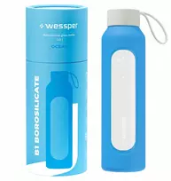 Gertuvė Stiklinis butelis Wessper B1 borosilikatinis 500ml vandenyno spalvos (WES260-500-OC-NEW)