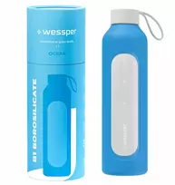 Gertuvė Stiklinis butelis Wessper B1 borosilikatinis 1000 ml vandenyno spalvos (WES260-OC-NEW)