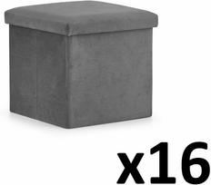 Leobert Sulankstomas pufas M - 30x30x30cm aksominis pilkas x 16