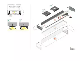 LED juostos paviršinis profilis SURFACE14.v2, anoduoto aliuminio sp., 3m
