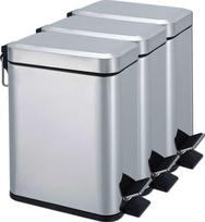 Accessory Metalinė popieriaus pintinė su dangčiais ir pedal. Priedas 15L/3 skyriai chromuotas
