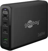 Goobay USB-C™ PD GaN Multiport-Schnellladegerät (240 W) juodas