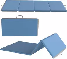 Aosom Sulankstomas treniruočių kilimėlis su rankenomis 240x120x5 cm šviesiai mėlynas