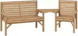 Lauko baldų komplektas Aosom Sodo baldų komplektas 3 dalių balkono komplektas 121x65x90 cm natūrali mediena